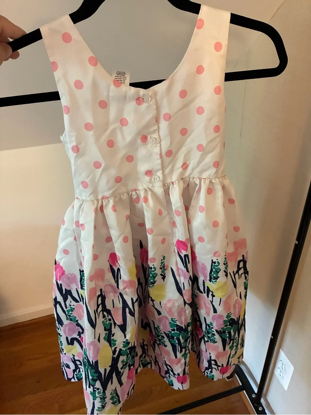 Gymboree Girls White & Pink Polka Dot Floral Dress - 7